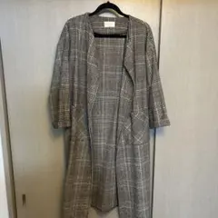 グレー系チェック ロングコート