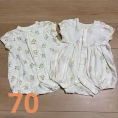 花柄・アイスクリーム柄ロンパース2点セット