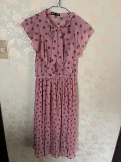 SHEIN フリル付きドット柄ワンピース XS