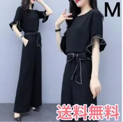 レディース　パンツスーツ　ドレス　セットアップ　フォーマル　リボン　M