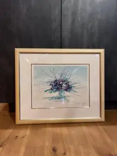 クロード・マルス リトグラフ版画『青いバックの花束』