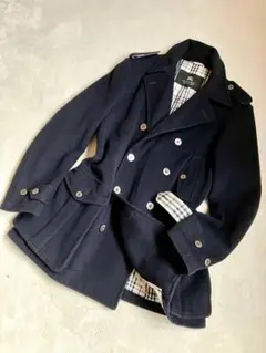 美品 バーバリー ブラックレーベル ナポレオン ウールコート 刻印 ノバチェック