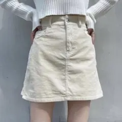 【新品タグ付き】コール天ミニスカート アイボリー ナイスクラップ コーデュロイ