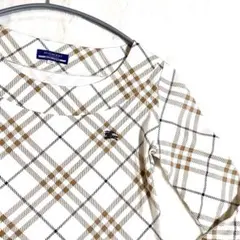 美品♡BURBERRY♡ノバチェック♡裾フリル♡長袖カットソー♡ロゴ刺繍♡日本製