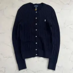 POLO RALPH LAUREN ケーブルニット カーディガン ネイビー ロゴ