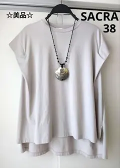 【美品】SACRA　サクラ　フレンチスリーブ　Tシャツ　グレージュ　38 Lのサムネイル