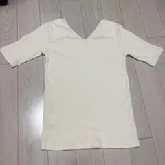 AZUL BY MOUSSY リブ 五分袖 カットソー ホワイト 前後2way
