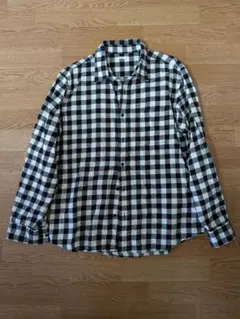 秋冬　GU製　ブラックホワイトチェックネルシャツ Xサイズ　メンズ