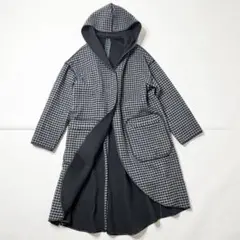 【美品】etre relie エトレリー　フーデッドコート　千鳥格子　裏起毛のサムネイル