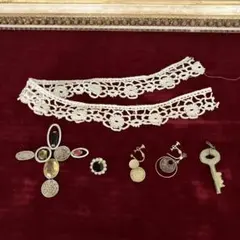 ★蚤の市ヴィンテージアクセサリーパーツ　チャーム・イヤリング・鍵モチーフ★