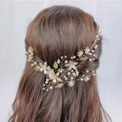 花と葉のエレガントな髪飾り 自由に形を変えられます✨ヘッドドレス 卒業式入学式