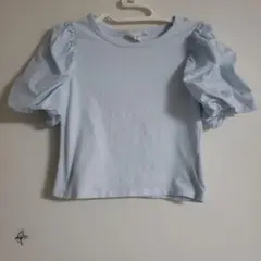 H&M パフスリーブ Tシャツ ライトブルー