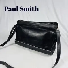Paul Smith 　黒 　レザー 　ショルダーバッグ　マルチストライプ