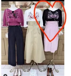 フラワー刺繍シャーリングブラウス