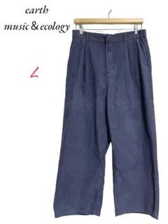earth music＆ecology ボトムス　ワイドパンツ　ブルー　L