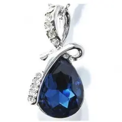 誕生石風9種類 ティアドロップ型 ペンダント付ネックレス(アイオライト)