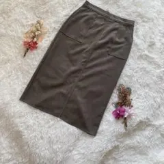 【a.v.v/アーヴェヴェ】タイトスカートロング丈ポケット付き(L)裾スリット