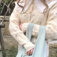 emsexcite 花柄 刺繍 カーディガン