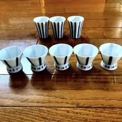 陶器製お猪口 8個セット ストライプ