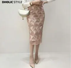 DHOLICシアーレーススカートMタイトスカート韓国ディーホリック ピンク
