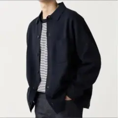 ユニクロ ミラノリブシャツカーディガン ネイビー s