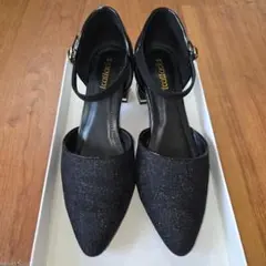 trattoria チャンキーヒールレースパンプス M ブラック