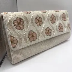 美品◆総ビーズ クラッチバッグ 昭和レトロ アンティーク 花柄 ヴィンテージ