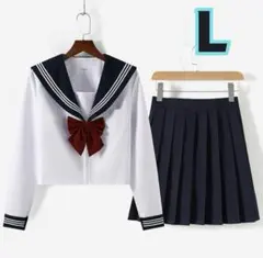 長袖 セーラー服 学生服 女子 制服 白 スカート　リボン　コスプレ　パーティー