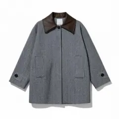 THE YOn 異素材襟 ツイードコクーンミドルコート