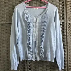 薄紫　薄青　フリル　キラキラ　カーディガンのサムネイル