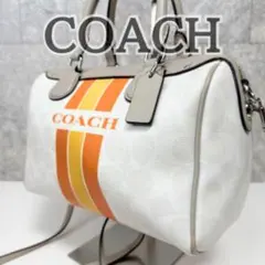 コーチ 2way ミニボストン ショルダーバッグ シグネチャー ストライプ