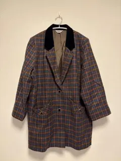 チェック柄テーラードジャケット　日本製　80s 90s vintage レトロ