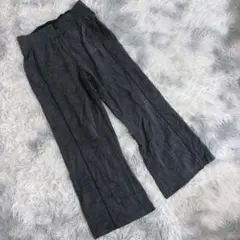 ブラック ワイドパンツ 【6】ダークグレー　レディース　カジュアル　おしゃれ