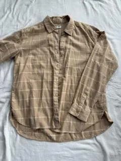 UNIQLO チェック柄シャツ Mサイズ ベージュ