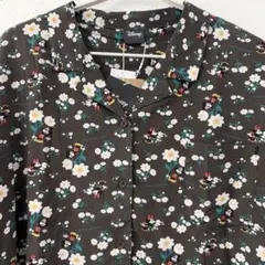 新品 ディズニー ミッキー ミニー 花柄 アロハシャツ LL 濃灰のサムネイル