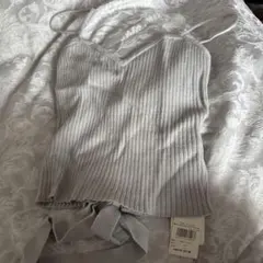 pique グレー リブ編み キャミソール