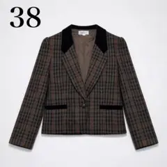 【9号】チェック柄 テーラードジャケット ウール混 カシミヤ レトロ 秋冬 長袖
