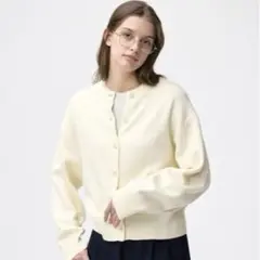 【GU】スウェットライクニット ドルマンスリーブ カーディガンM