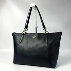 良品 COACH コーチ トートバッグ 黒 レザー 79608 大容量 A4収納