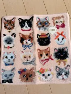 フェイラー ラブラリープリティーキャッツ ハンカチ ペールアプリコット