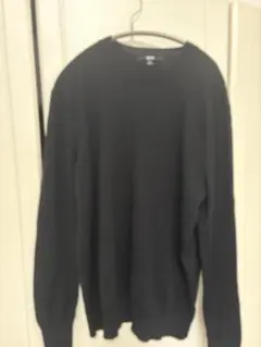 UNIQLO　黒エクストラファインメリノクルーネックセーター（長袖）ＸＬ