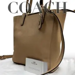 【美品】コーチ　2way ショルダーバッグ　トート　チャーム　PVC レザー　茶