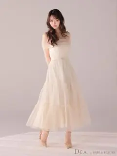 ROBE de FLEURSラメチュールオフショルダーロングドレスivory/S