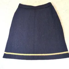 ネイビー リブ編み ニットタイトミスカート