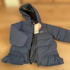 フリル付きネイビー ダウンコート S