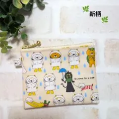 ミニミニポーチ ラミネート カッパねこ クリーム×レイン➂ ネコ柄