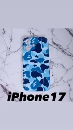 iPhone17用ケース ブルーカモ柄