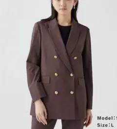 プラステ PLST リネンブレンドダブルジャケット ブラウン