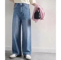 classicalelf 美シルエット。ハイウエストワイドデニムパンツ