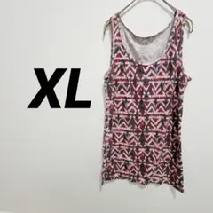 幾何学模様 【XL】 タンクトップ レディース ノースリーブ トップス 古着